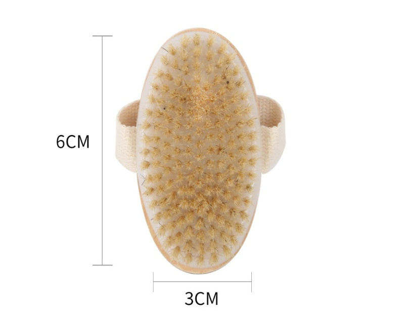 Natural Bristle Body Dry Brush — dimensions 6cm bristle length, 3cm base
