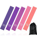 Five resistance loop bands with black travel carry bag
