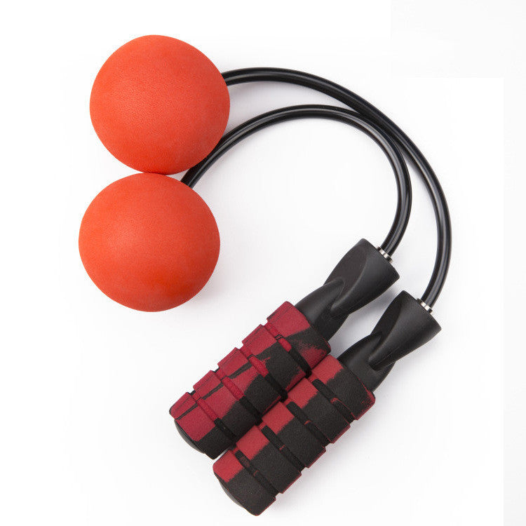 Close view of the weighted ball ends of the cordless rope
