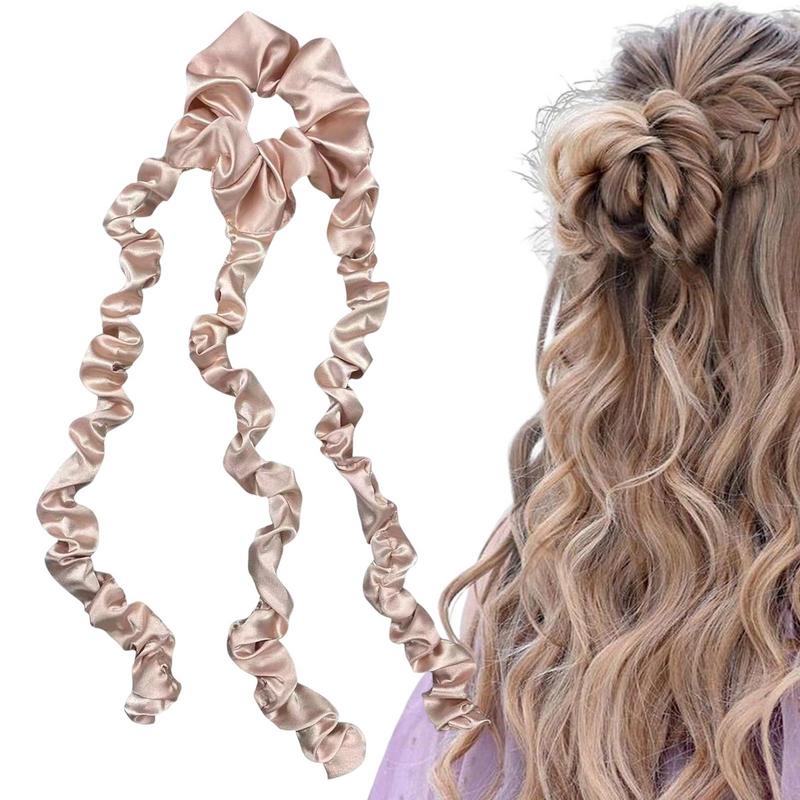 Heatless Curling Headband — champagne headband with curled hair result