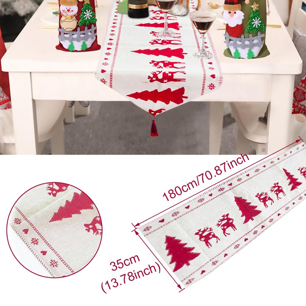 Embroidered Linen Christmas Table Runner — size diagram, about 70.9 by 13.8 inches
