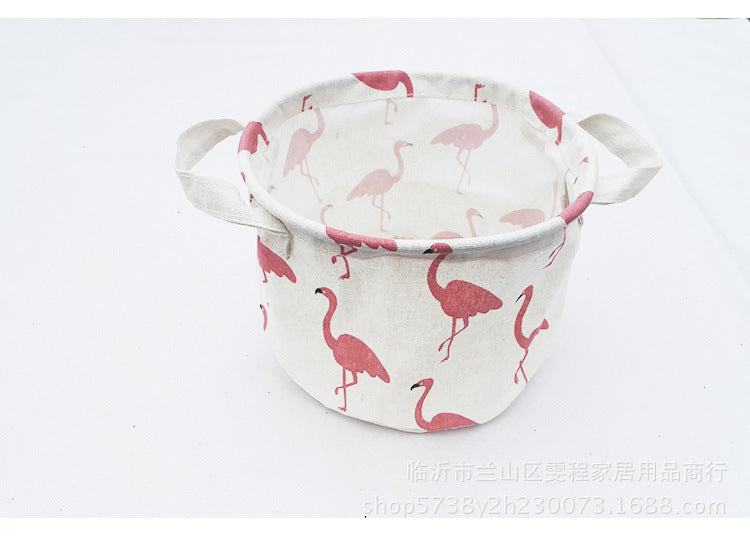 Canvas Storage Bins — green bird print bin