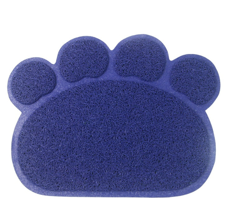 Cat Litter Mat — dark blue paw-shaped mat