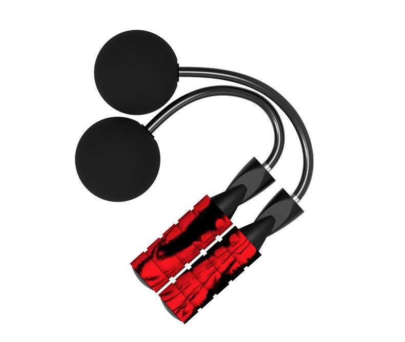Red handled cordless jump rope with black weighted balls