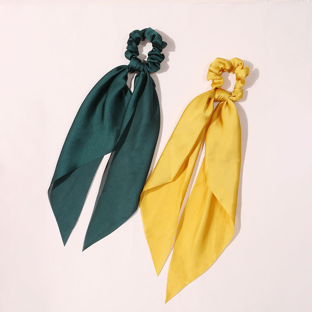 Satin Scrunchie Scarf 2-Pack — green and yellow pair