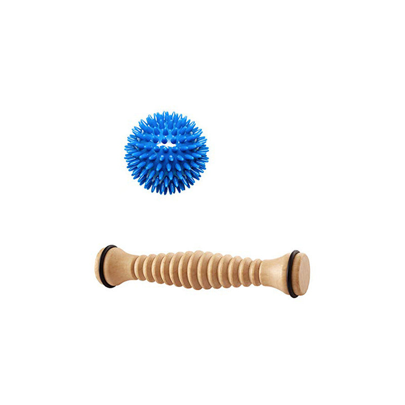 Wooden Massage Ball Set — spiky ball and wooden roller set