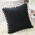 Pom Pom Velvet Pillow Cover — black velvet cover close-up