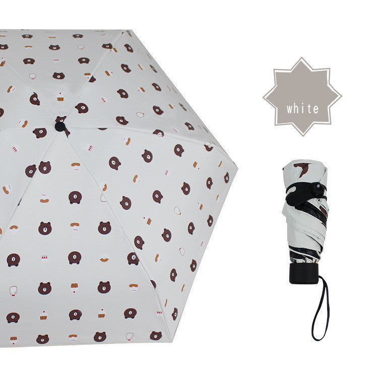 White character print mini umbrella open and folded