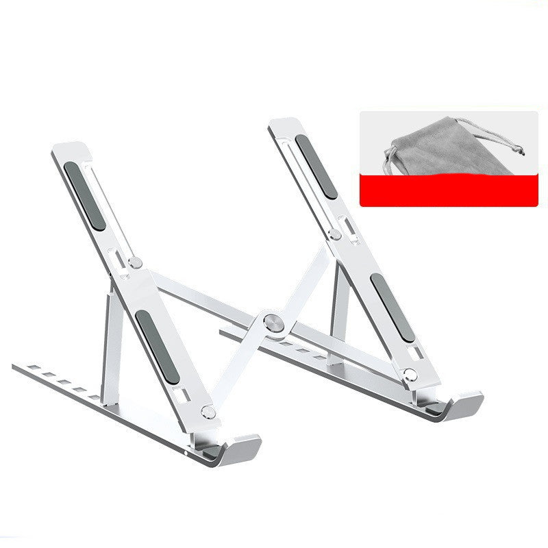 White aluminum laptop stand shown from the side