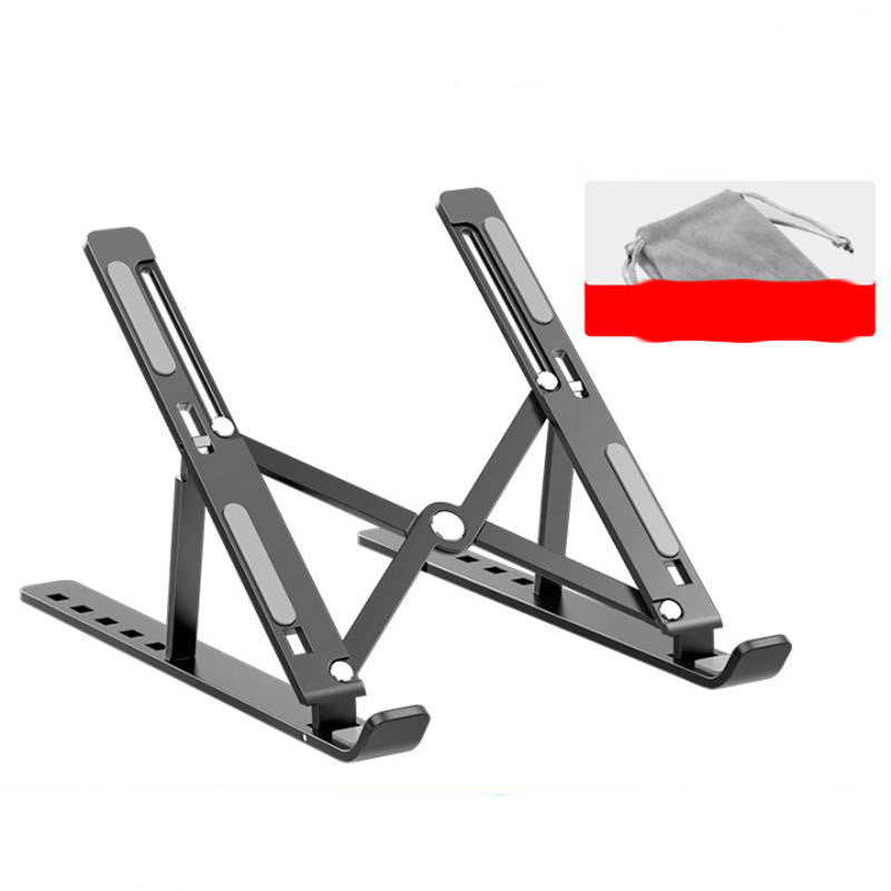 Grey aluminum laptop stand with foldable legs