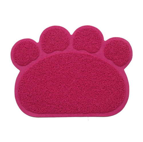 Cat Litter Mat — rose red paw-shaped mat