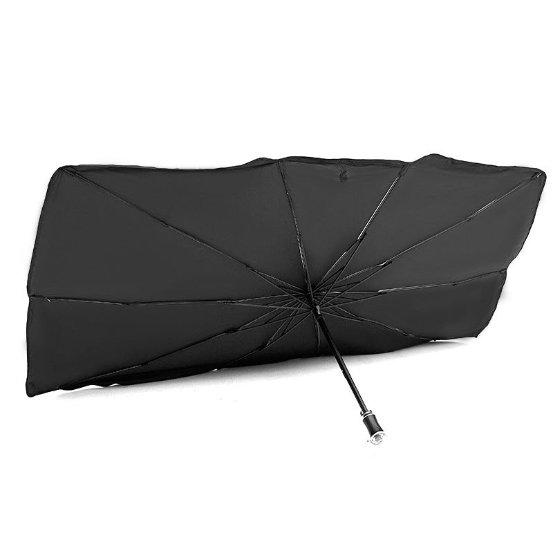 Windshield Sun Shade Umbrella — side view of the black shade