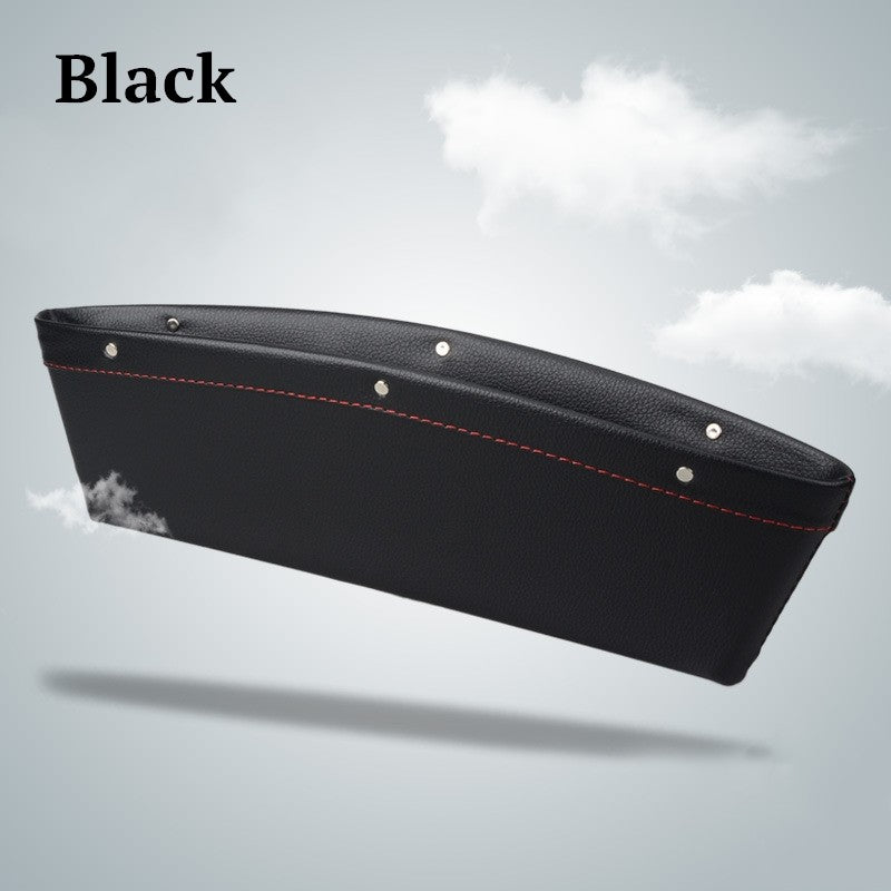 Black leather seat gap organizer that fills the seat gap