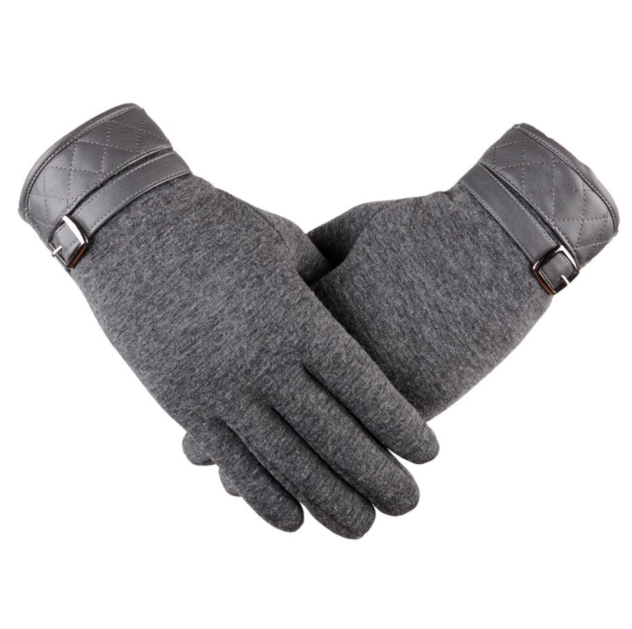 Touchscreen Winter Gloves — gray pair with buckle detail