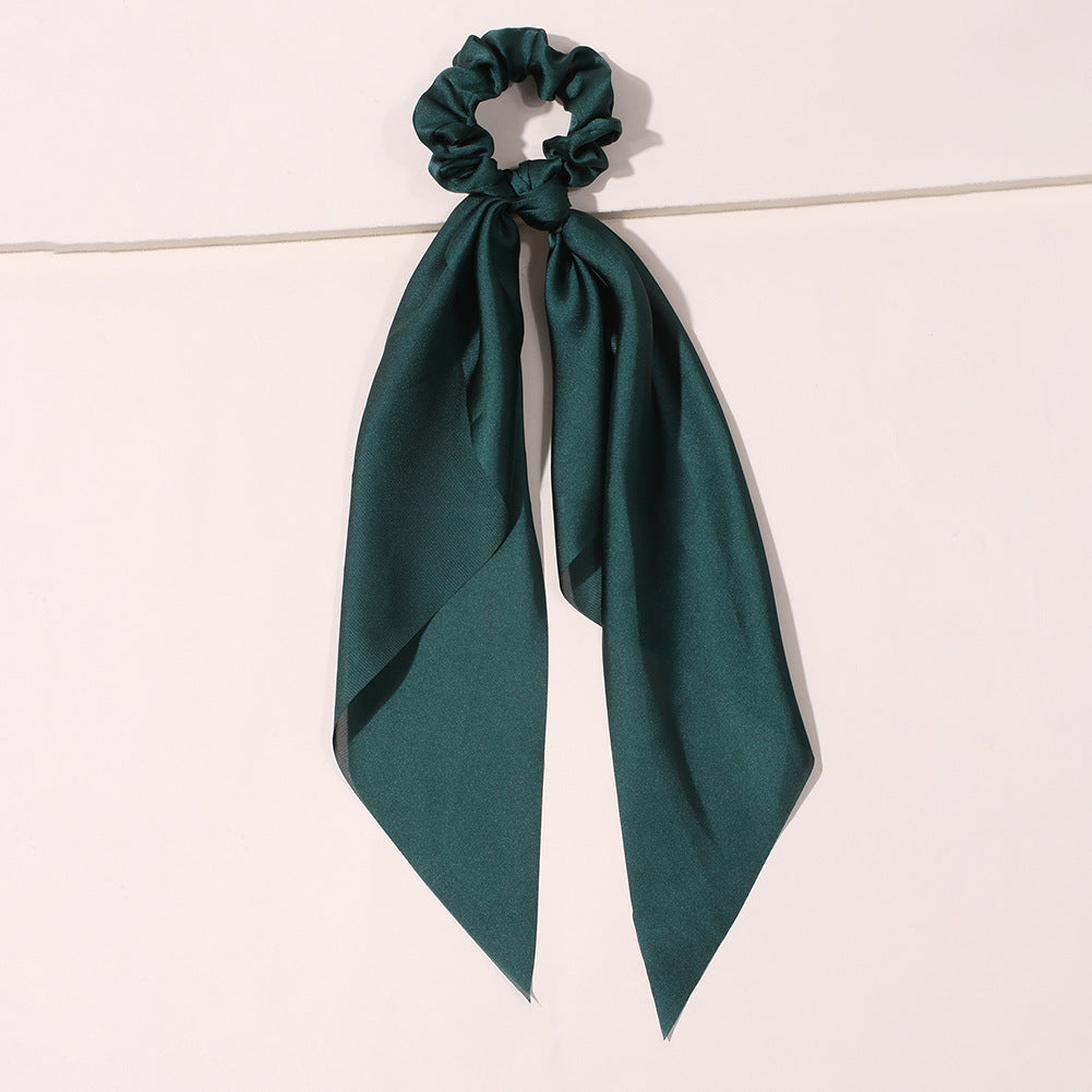 Satin Scrunchie Scarf — dark green