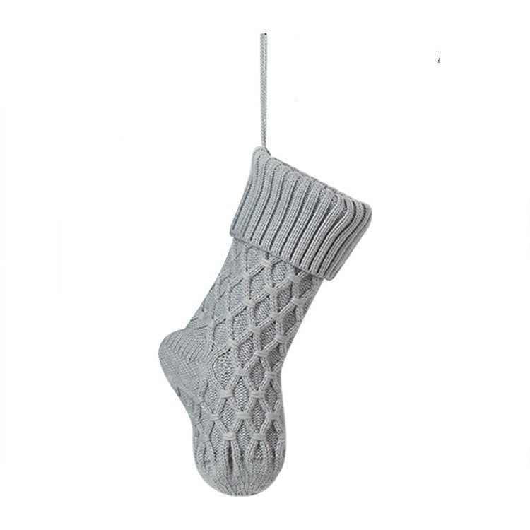 Cable Knit Christmas Stocking — grey cable knit stocking