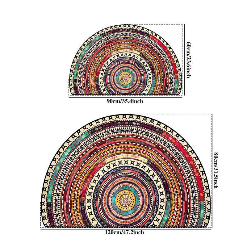 Half-Round Medallion Door Mat — size chart for the 90 x 60 cm and 120 x 88 cm options