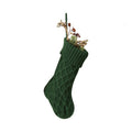 Cable Knit Christmas Stocking — green stocking with berry sprig