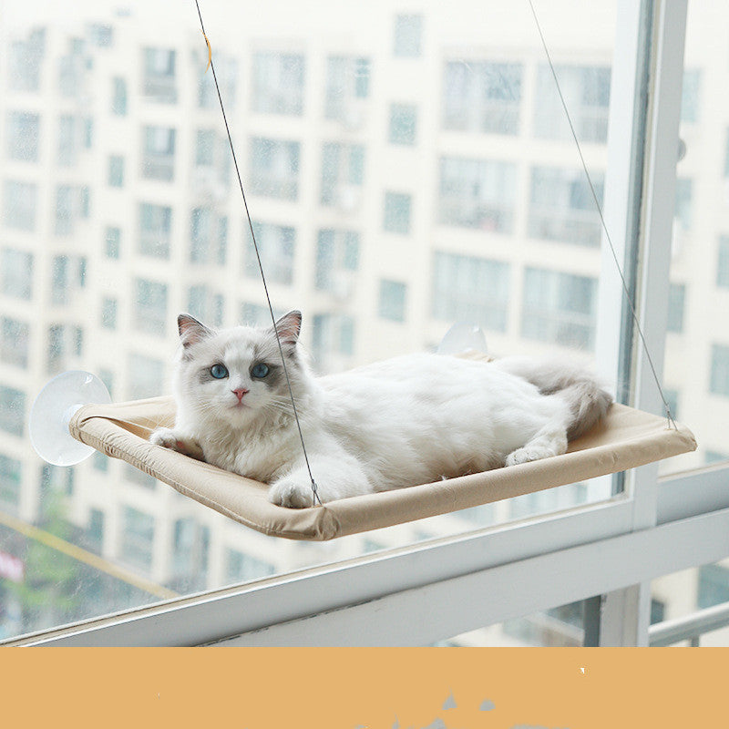 Cat Window Hammock Perch — khaki hammock with cat
