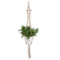 Macrame Plant Hanger — long macrame hanger holding a potted green plant