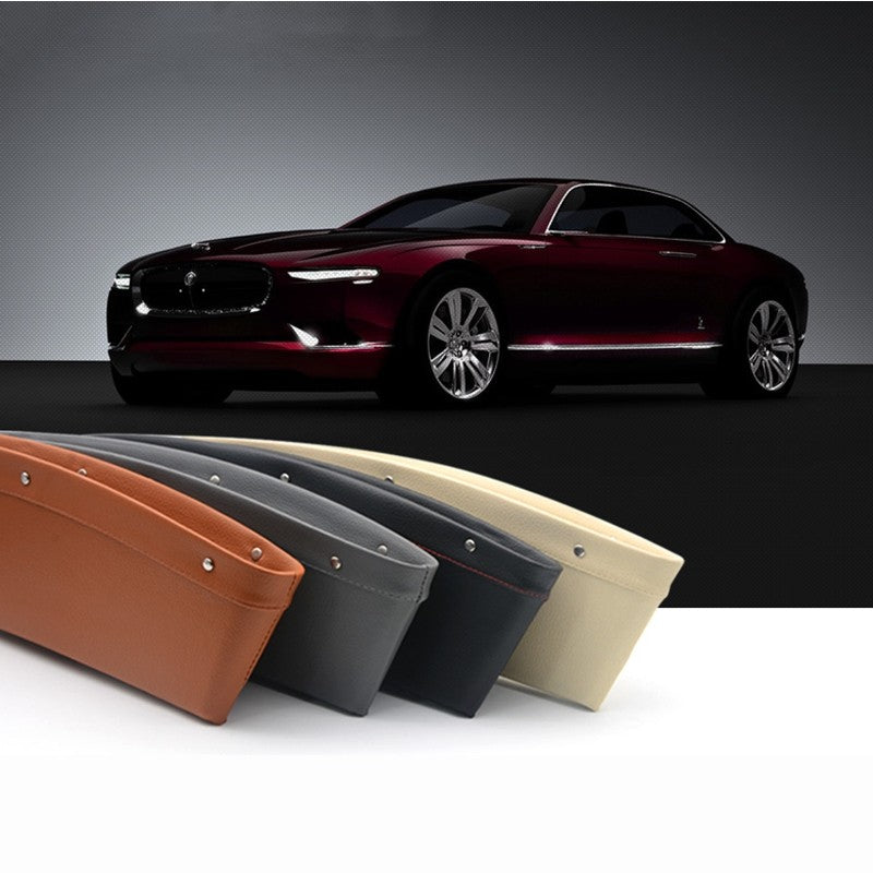 Four seat gap organizers in beige, gray, black and brown leather finishes