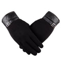 Touchscreen Winter Gloves — black pair with buckle detail