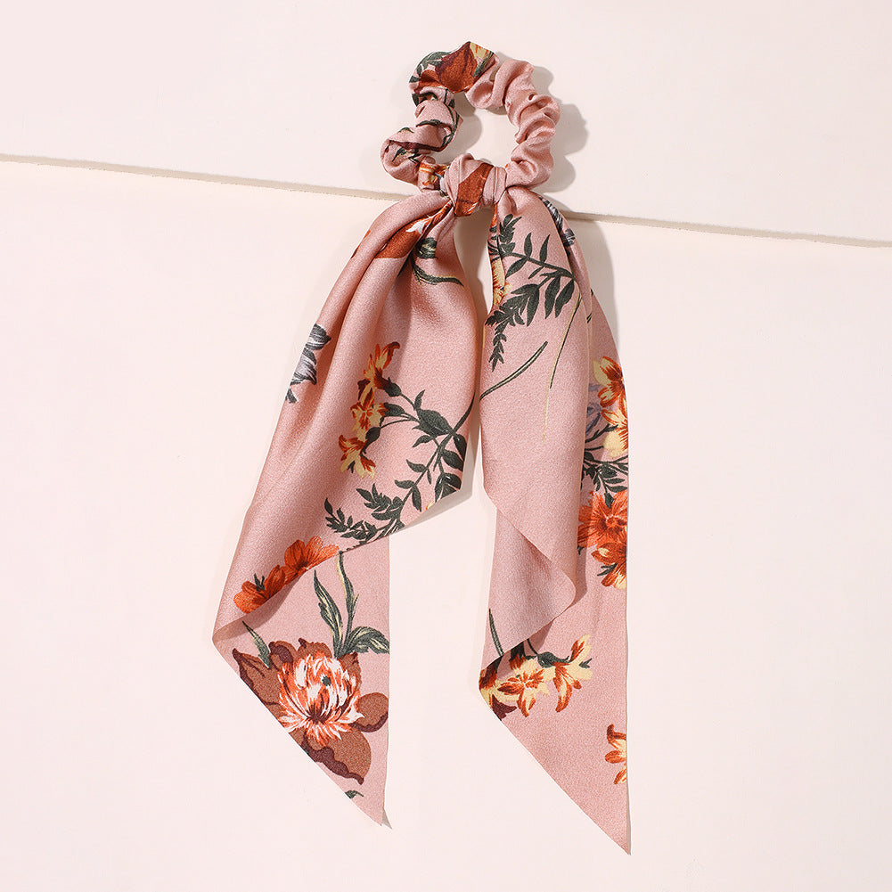 Satin Scrunchie Scarf — pink floral
