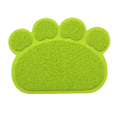 Cat Litter Mat — yellow green paw-shaped mat