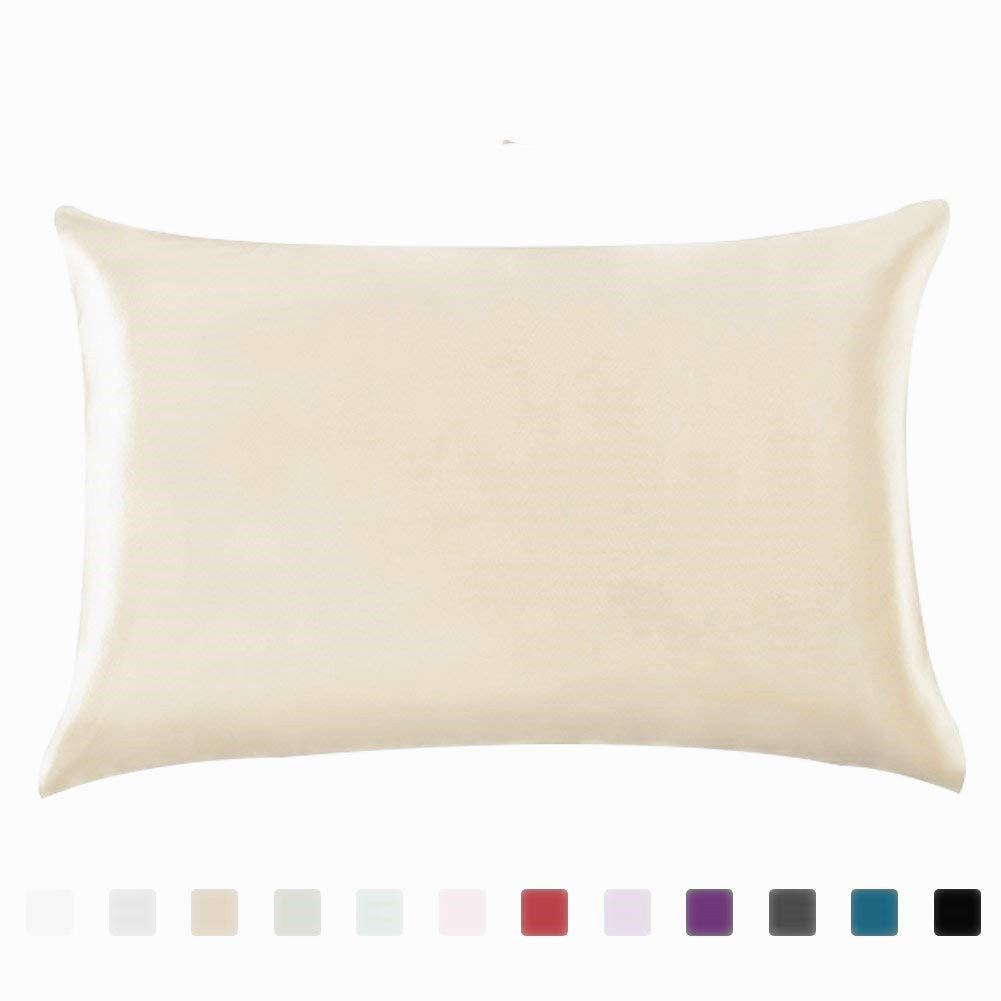 Satin Pillowcase — beige satin pillowcase with available color swatches