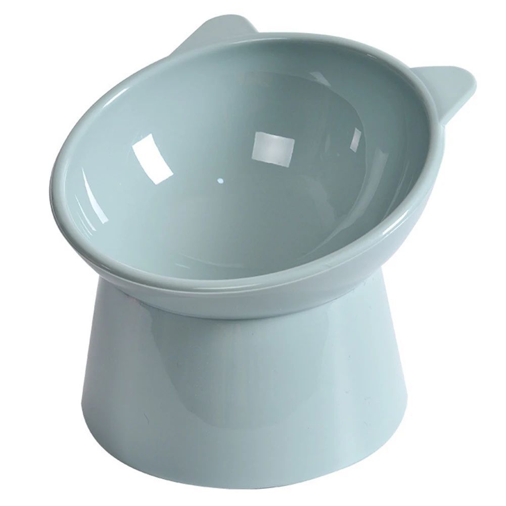 Tilted Cat Food Bowl — blue