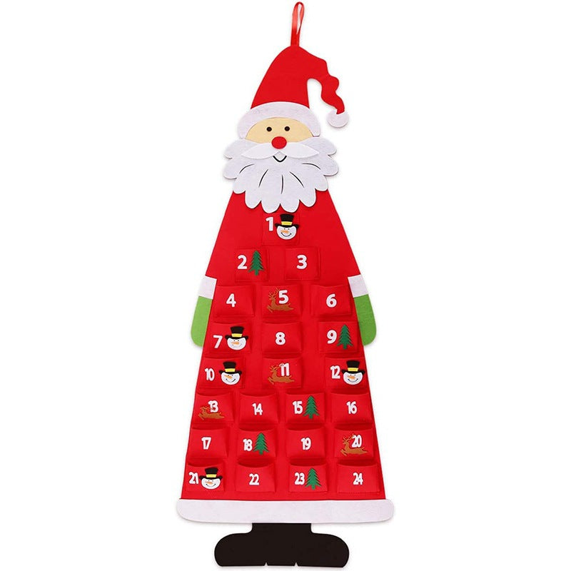 Felt Advent Calendar — red Santa calendar with 24 pockets