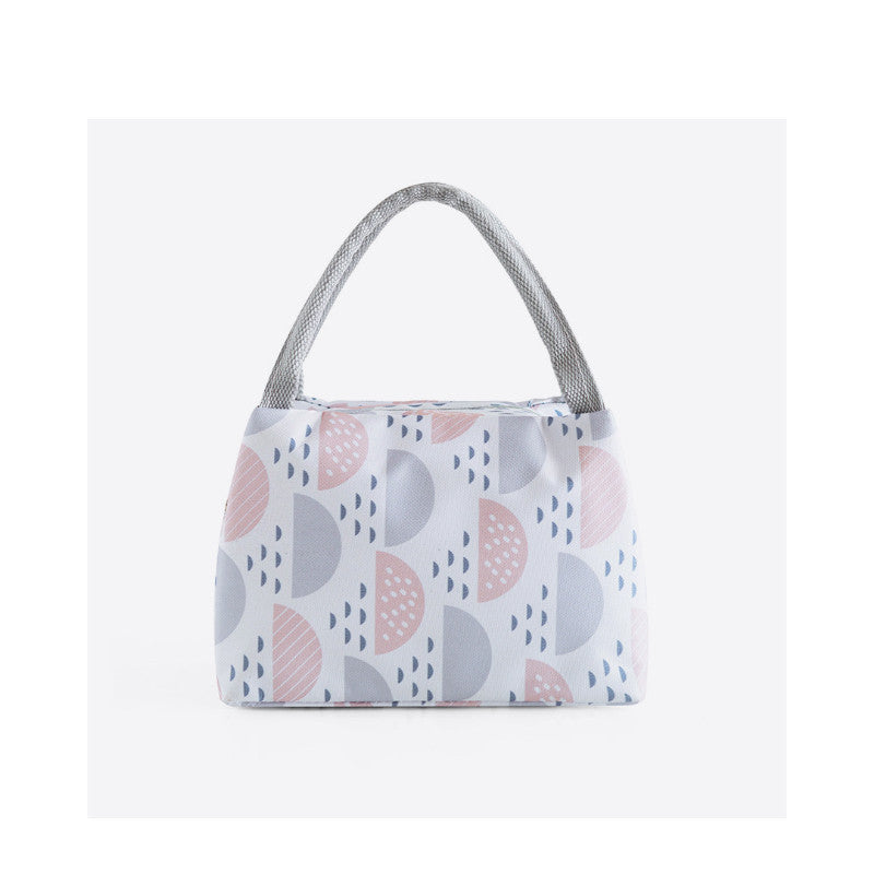 Insulated Lunch Bag — pink grey print
