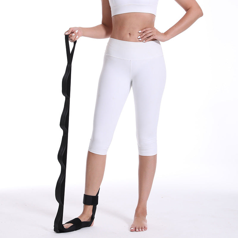 Adjustable Yoga Stretch Strap — full strap length held up