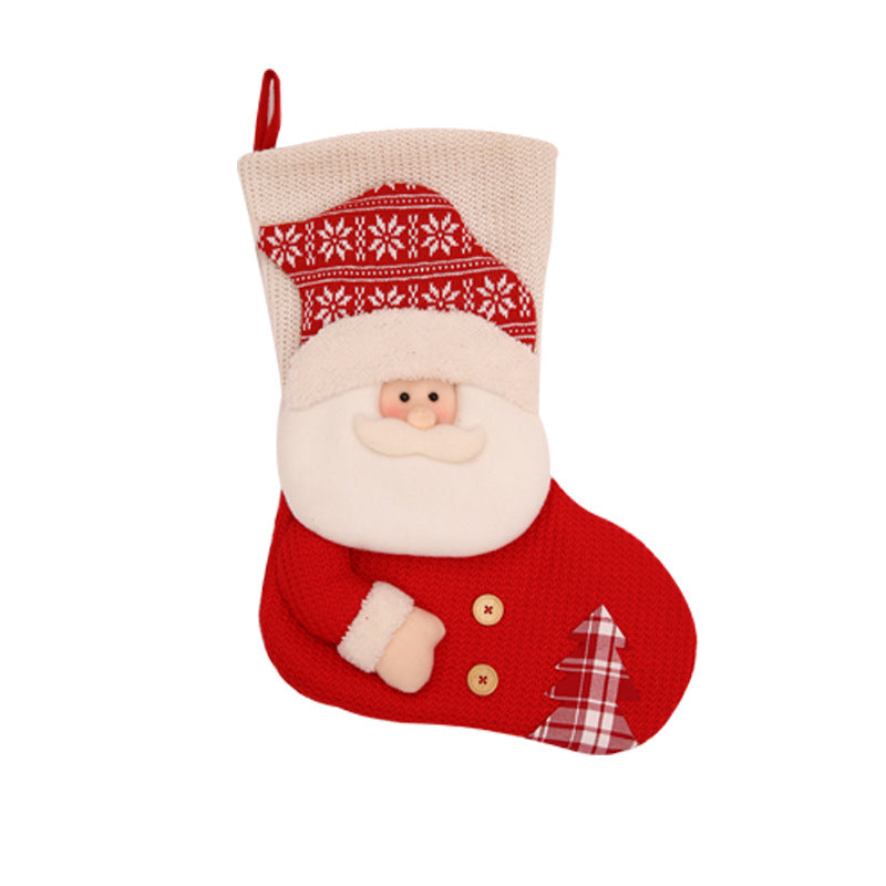 Santa Christmas stocking laid flat showing knit texture