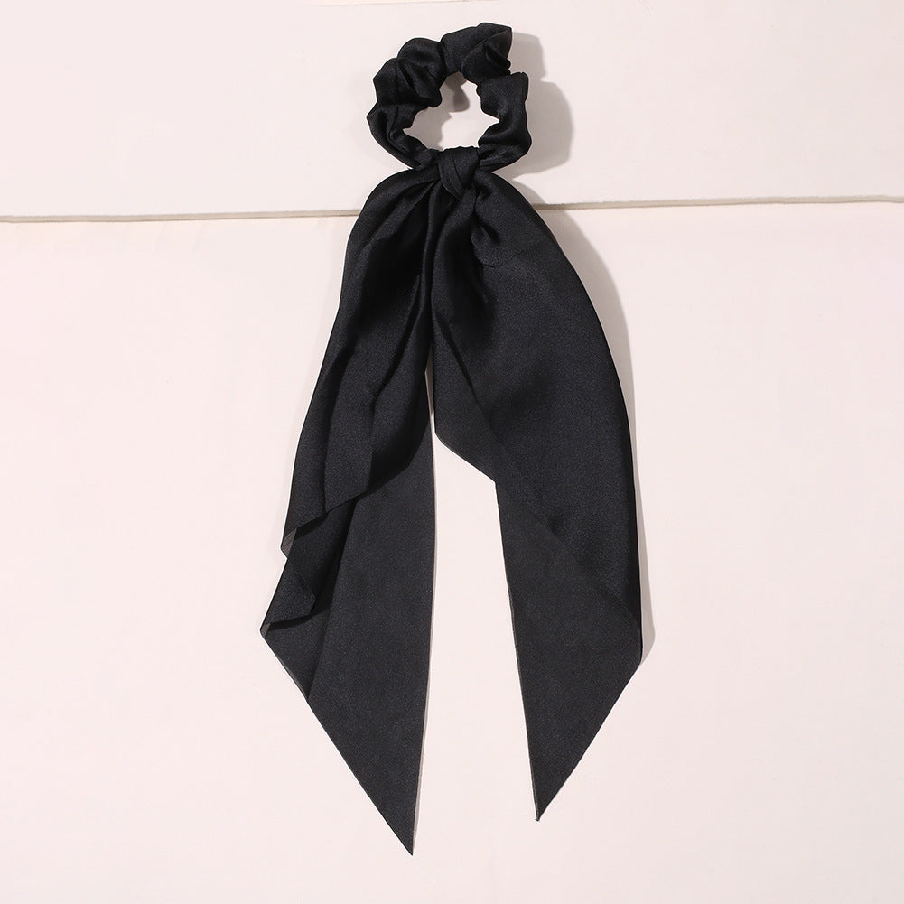 Satin Scrunchie Scarf — black