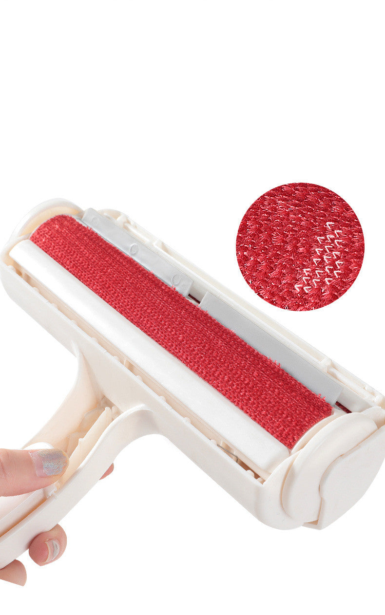 Pet Hair Remover Roller — open chamber showing collected lint