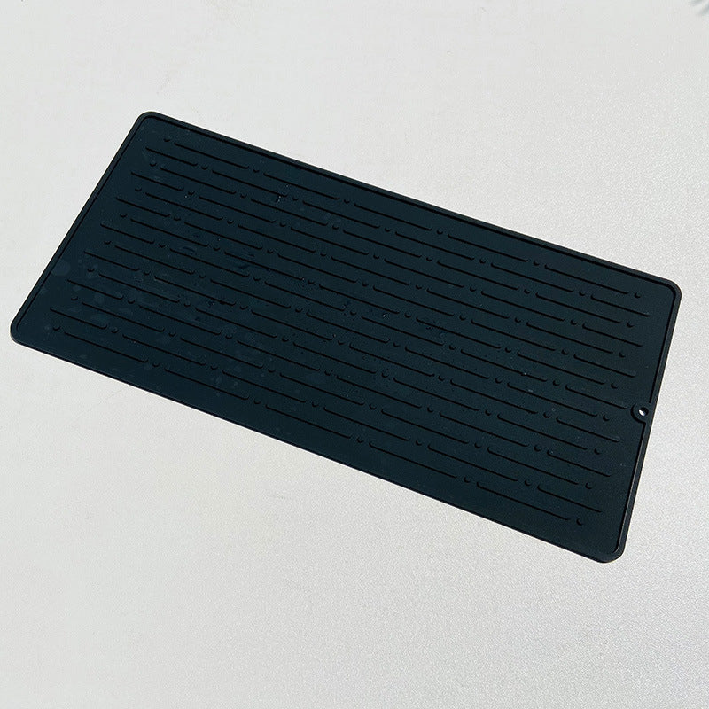 Silicone Dish Drying Mat — black, medium