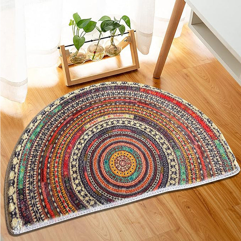 Half-Round Medallion Door Mat — colorful medallion pattern shown on a wood floor