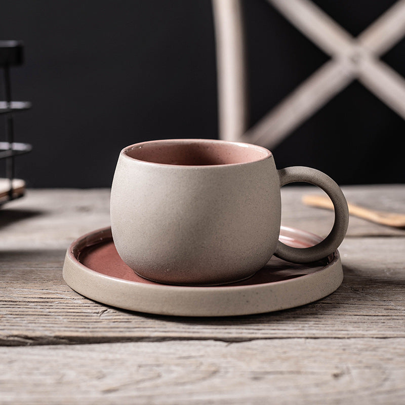 Stoneware Mug and Saucer Set — pink sand mug and saucer