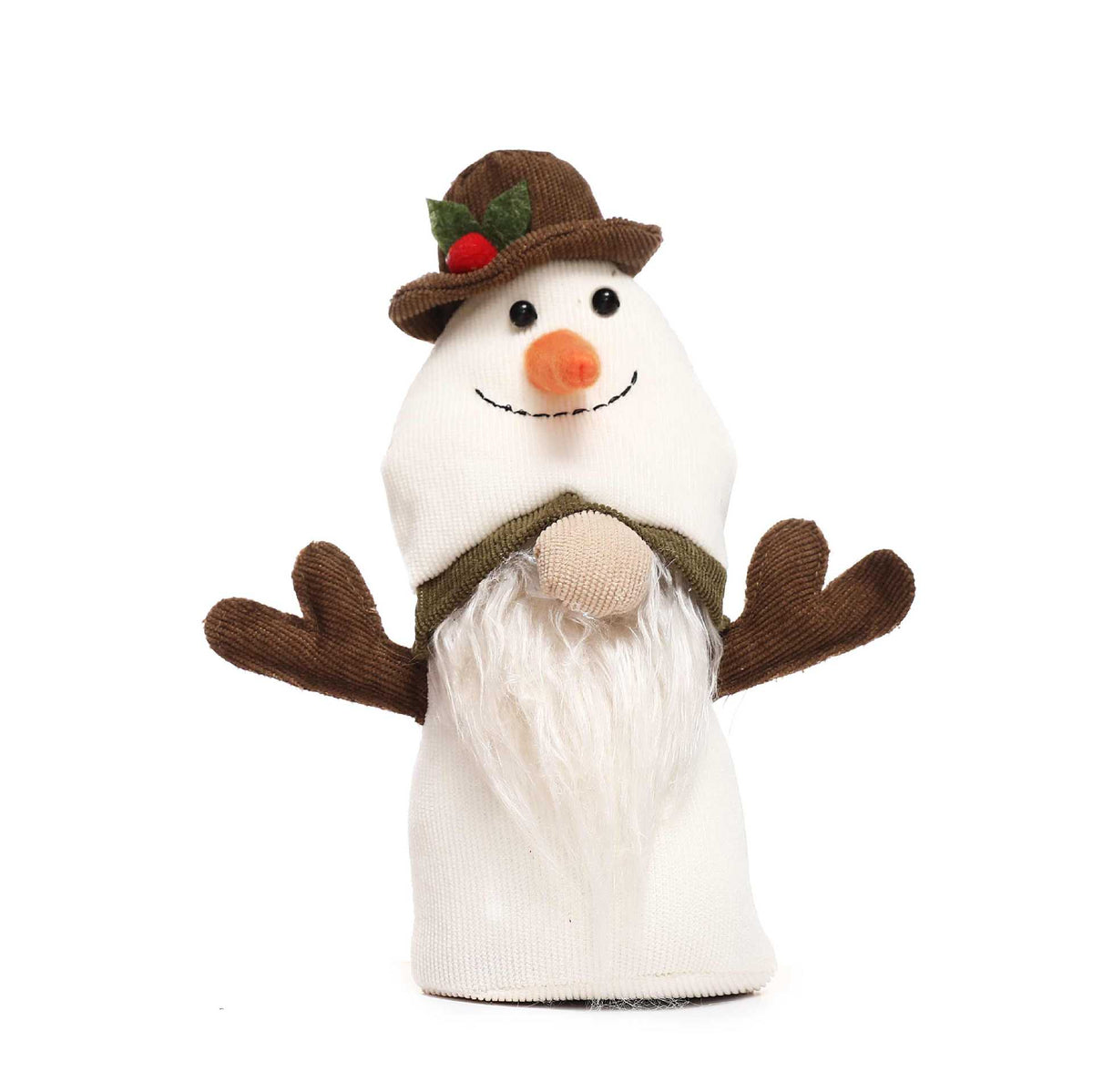 Corduroy Christmas Gnome Plush — white snowman gnome