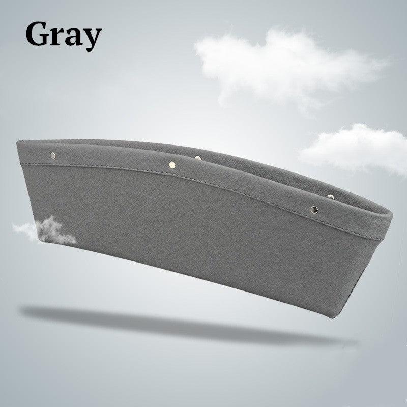 Gray leather seat gap organizer with slim pocket design