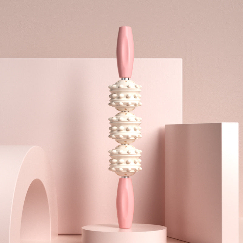 Spike Massage Roller Stick — pink and white, style B