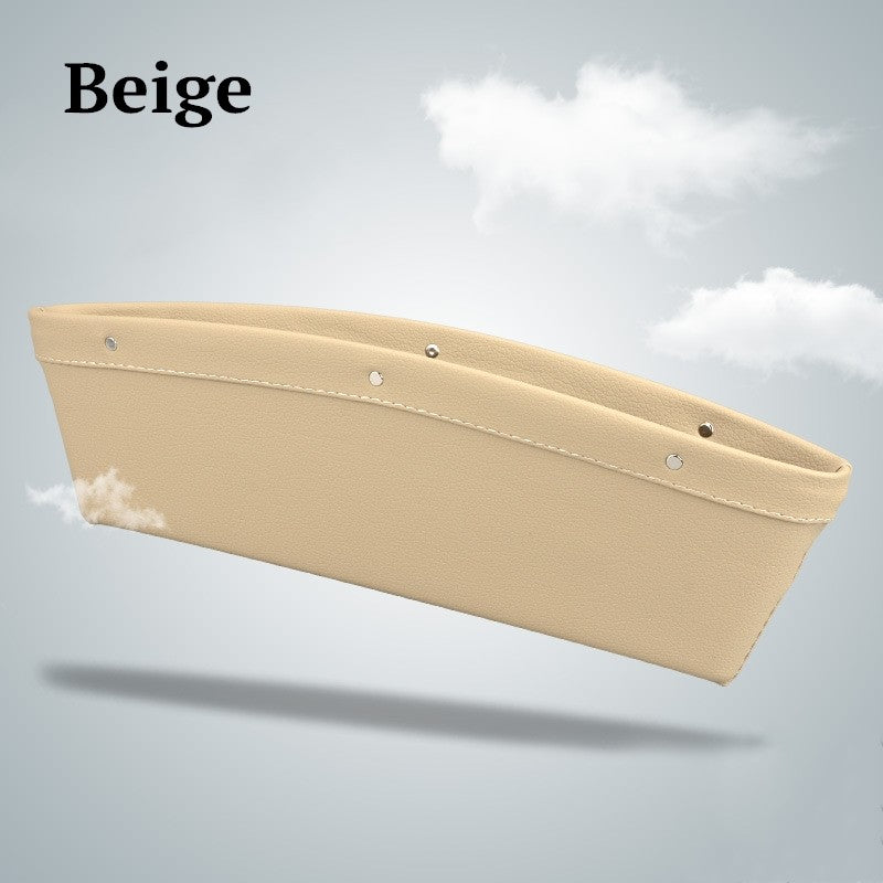 Beige leather seat gap organizer for the car console