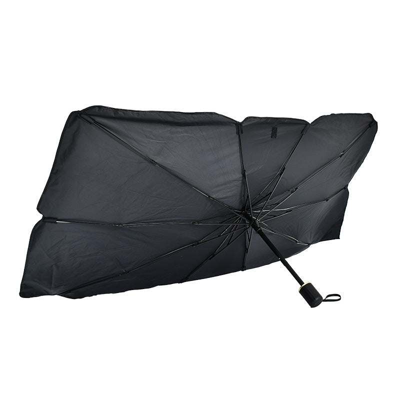 Windshield Sun Shade Umbrella — black outer side of the folding shade