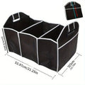 Black trunk organizer with dimensions and reinforced carry handles