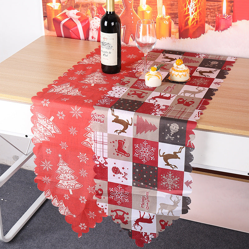 Printed Table Runner — plaid patchwork runner on a table