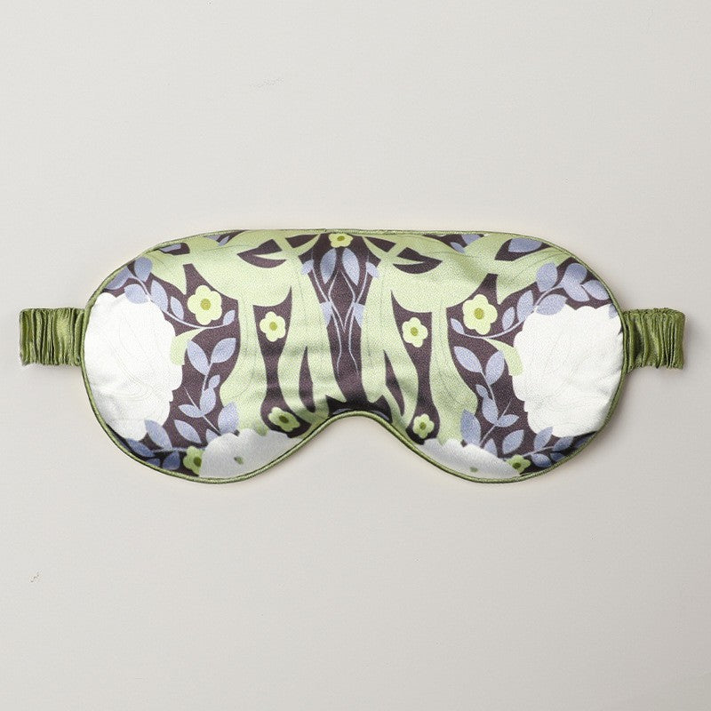 Contoured Sleep Mask — green floral print, Grass Green style