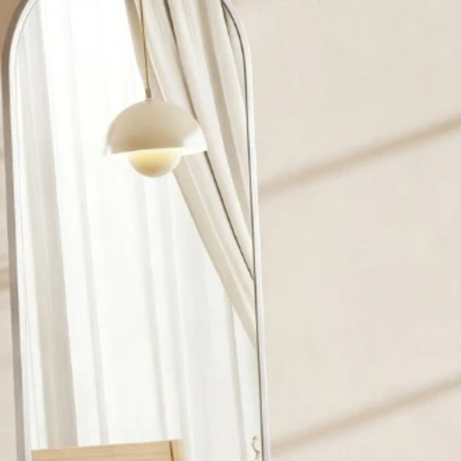 Arched Full-Length Mirror — arched top detail in silver