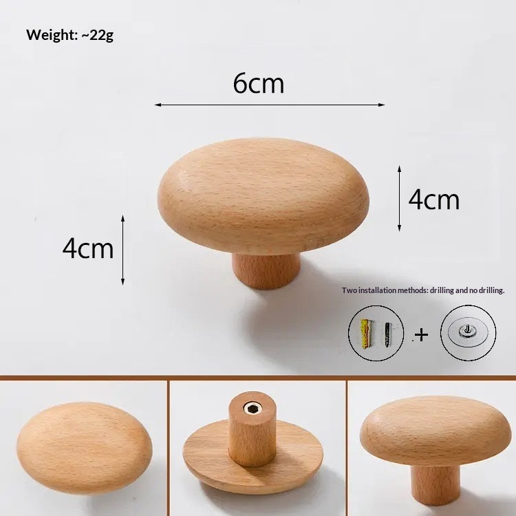 Adhesive Wood Wall Hooks — beech oval shape with dimensions