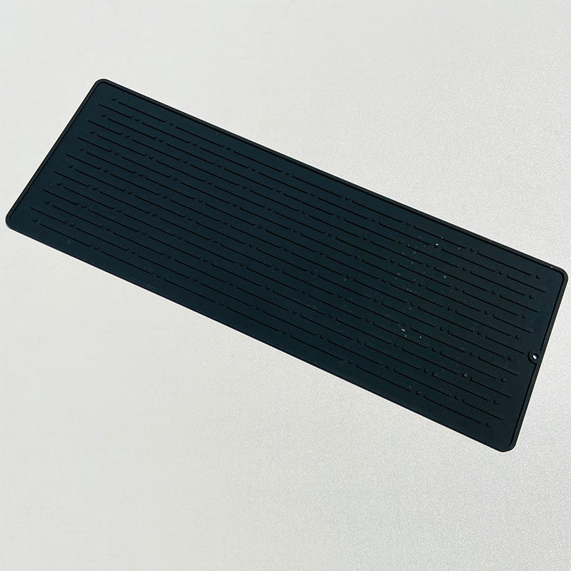 Silicone Dish Drying Mat — black, large
